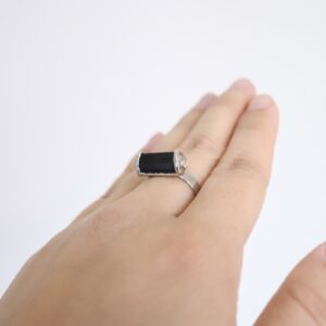 Horizontal Black Tourmaline Ring